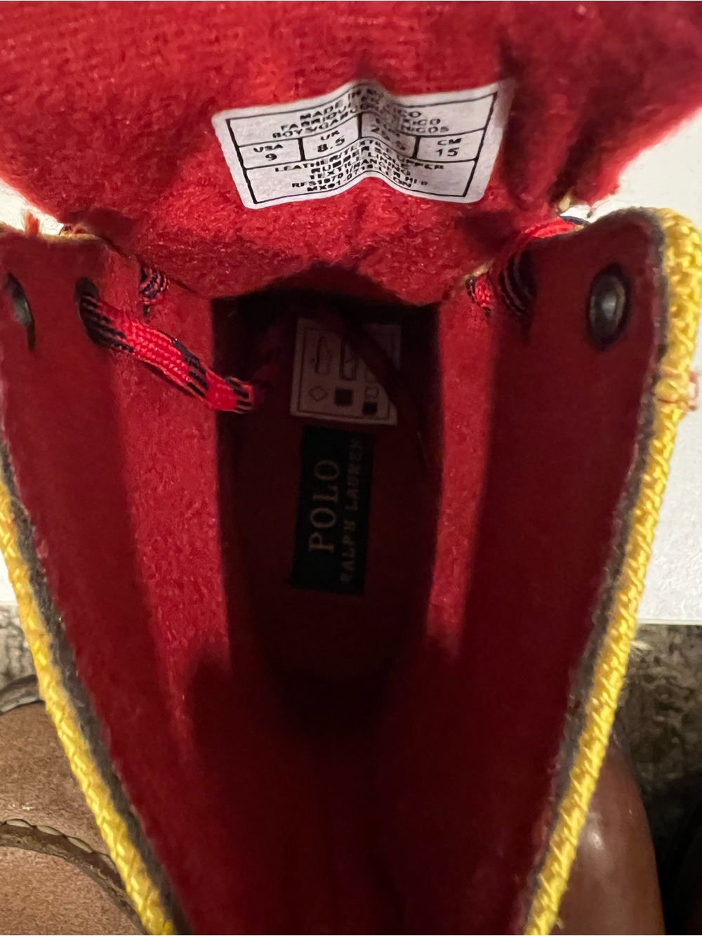 Polo by Ralph Lauren Yellow, Navy & Red Toddler Lace-Up Buckle Boots; NWOT - Picture 6 of 8